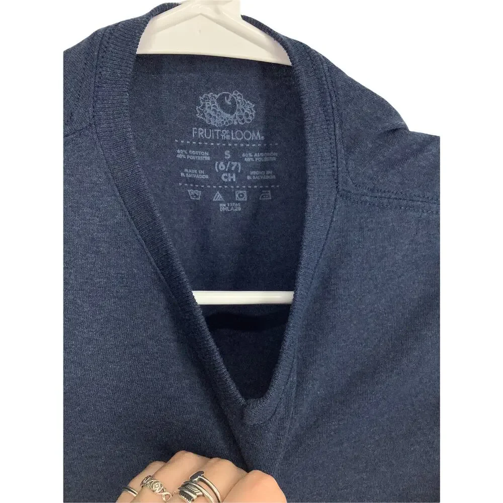 Fruit of the Loom Navy Blue Short Sleeve T-Shirt Kids Youth Size Small 6/7